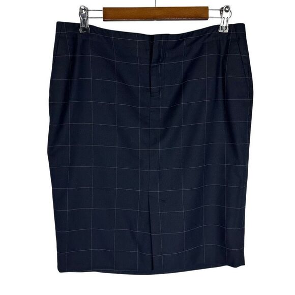 Banana Republic Windowpane Check Navy Skirt 10P - Picture 1 of 7